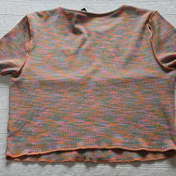 H&M Divided Space Dye Exposed Seam Crop Top | Y2K Grunge Ribbed Tee Size Medium - Picture 7 of 8
